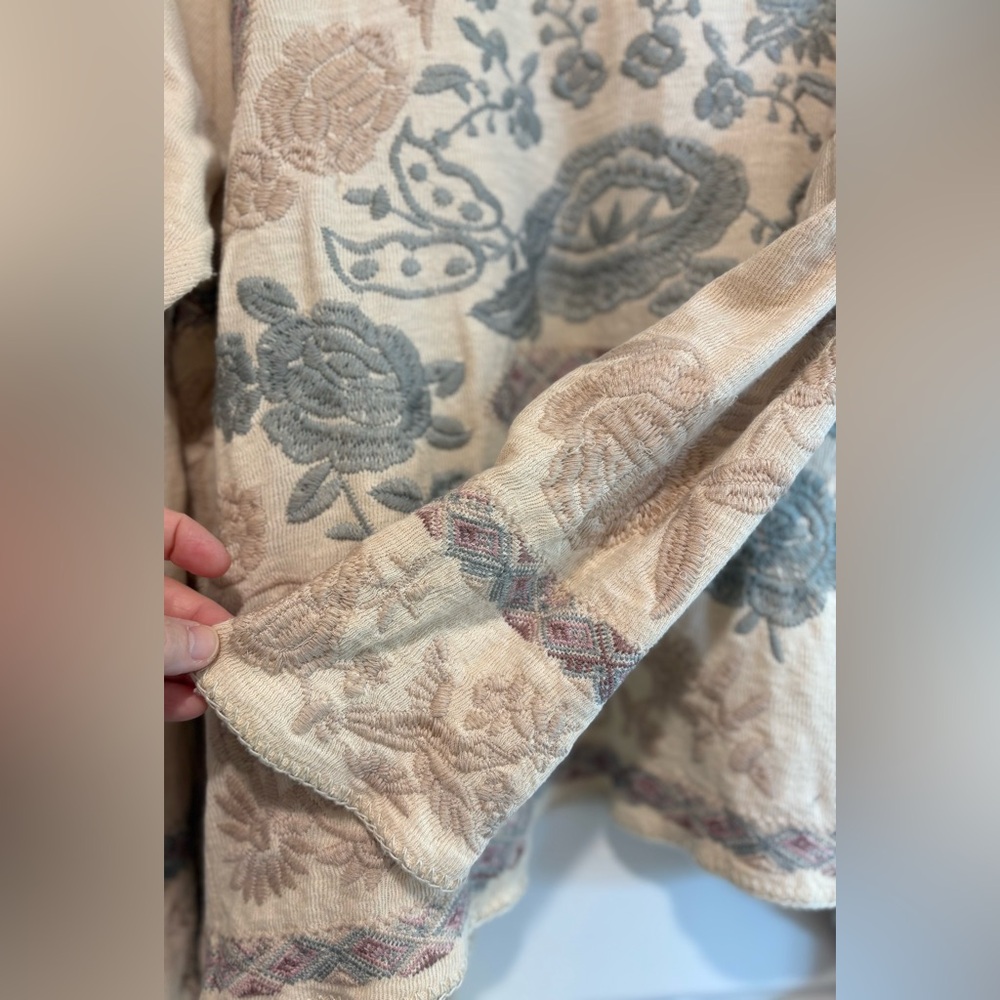 Johnny Was Biya Floral Embroidered Cream Hooded Cardigan-Limited Edition - Picture 8 of 9
